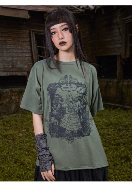 Orman Perisi Forest Fairy Baskılı Gothic Oversize T-Shirt fırsatları