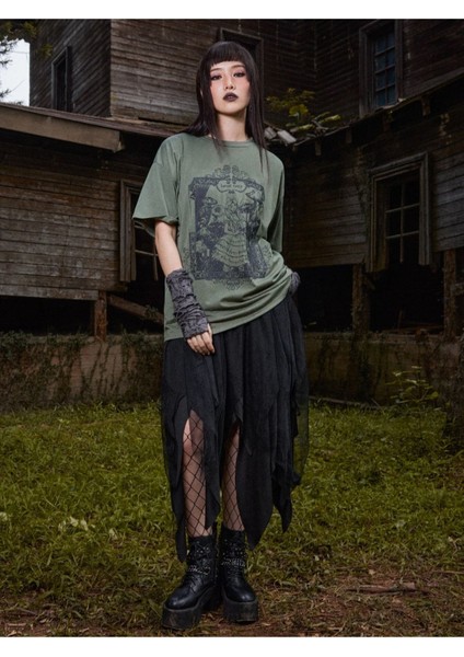 Orman Perisi Forest Fairy Baskılı Gothic Oversize T-Shirt indirimleri