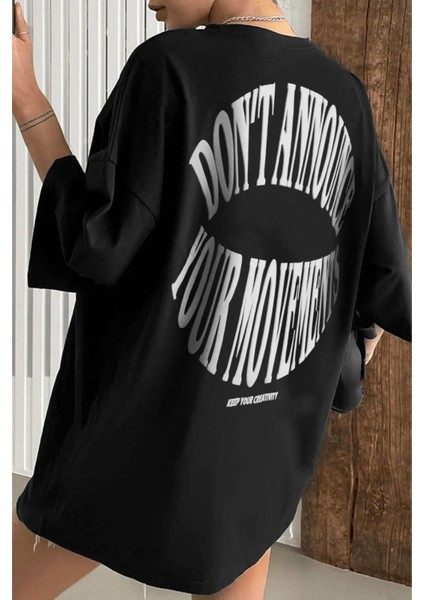 Büyük Beden Dont Baskılı Unisex Bisiklet Yaka Oversize T-Shirt