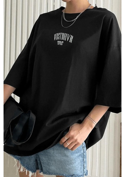 Büyük Beden Dont Baskılı Unisex Bisiklet Yaka Oversize T-Shirt modelleri