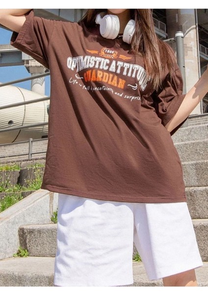 Büyük Beden Kadın Guardian Baskılı Oversize Bisiklet Yaka T-Shirt indirimleri