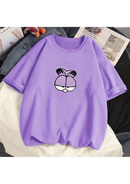 Kadın Tshirt Garfield Baskılı Oversize T-Shirt