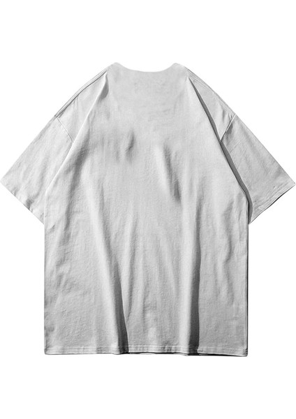 Essentials Küçük Baskılı Pamuk Oversize Bisiklet Yaka T-Shirt
