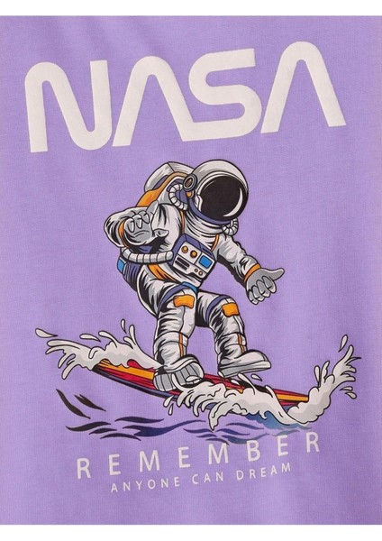 Kids Remember Nasa Atoronot Baskılı Oversize Bisiklet Yaka Çocuk T-Shirt modelleri
