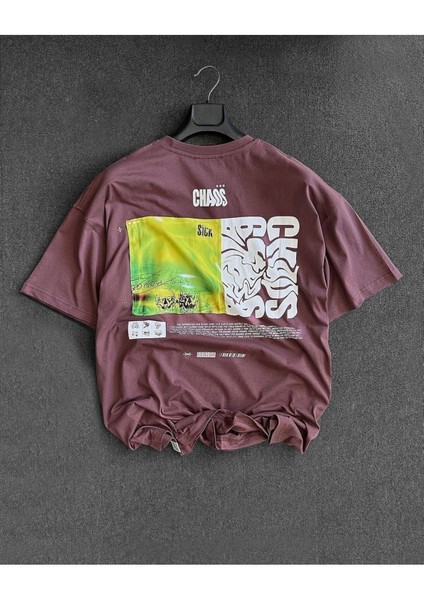 Chaos *** Sick Baskılı Oversize Bisiklet Yaka Tshirt