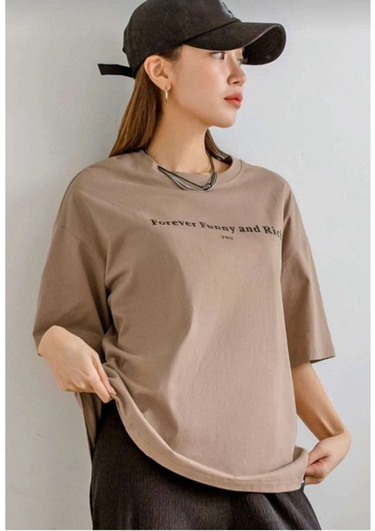 Kadın Forever Baskılı Oversize T-Shirt fiyatları