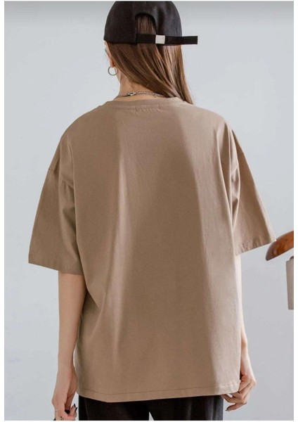 Kadın Forever Baskılı Oversize T-Shirt modelleri