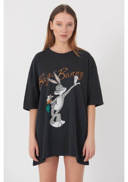 Bunny Baskılı Oversize Unisex T-Shirt