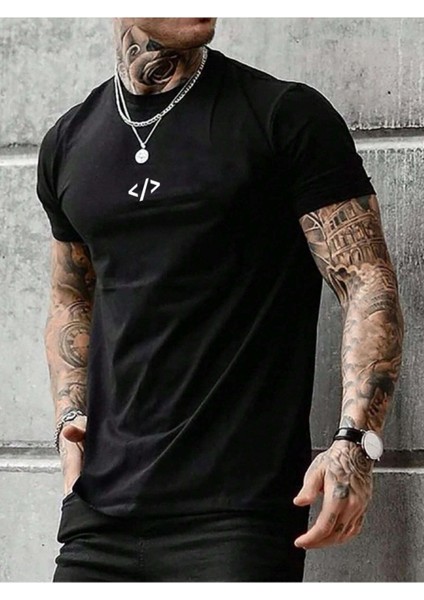 Script Code Baskılı Oversize Bisiklet Yaka Yazlık Pamuk T-Shirt fiyatları