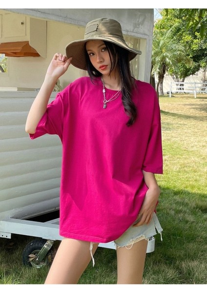 Büyük Beden Stay Strong Baskılı Fulya Oversize T-Shirt modelleri