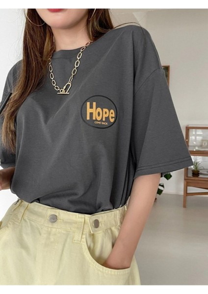 Logo Baskılı Füme Hope T-Shirt modelleri