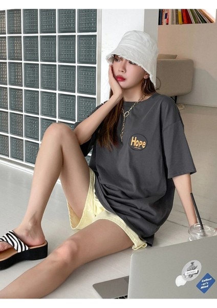 Logo Baskılı Füme Hope T-Shirt indirimleri