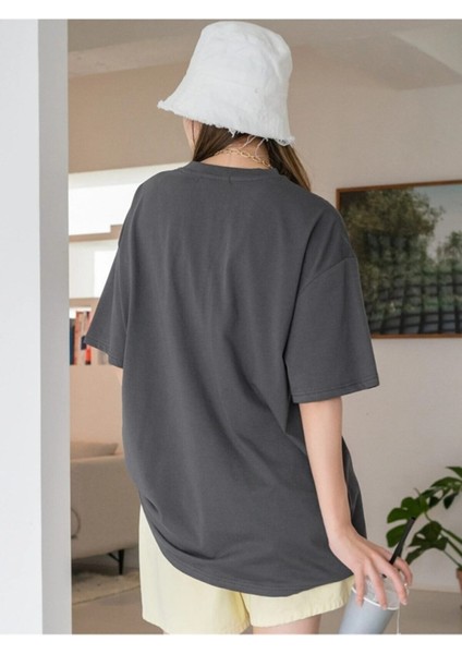 Logo Baskılı Füme Hope T-Shirt