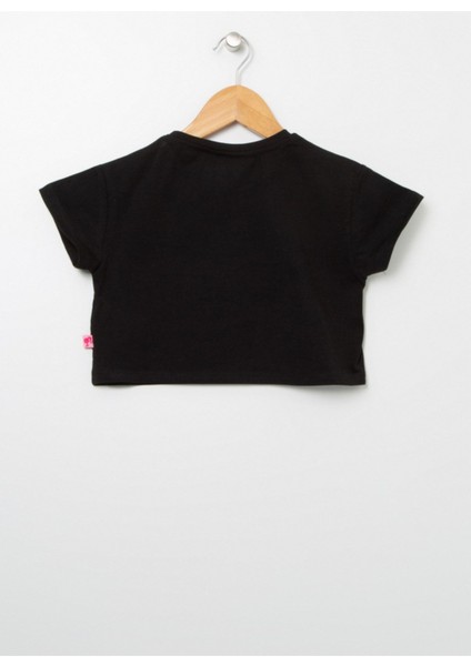 Bisiklet Yaka Crop Kesim Baskılısiyah Kız Çocuk T-Shirt - 22BS-80 fiyatları