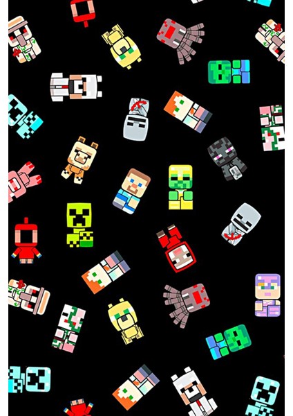 Çocuk Siyah Minecraft Karakter 360 Derece Baskılı T-Shirt fiyatları