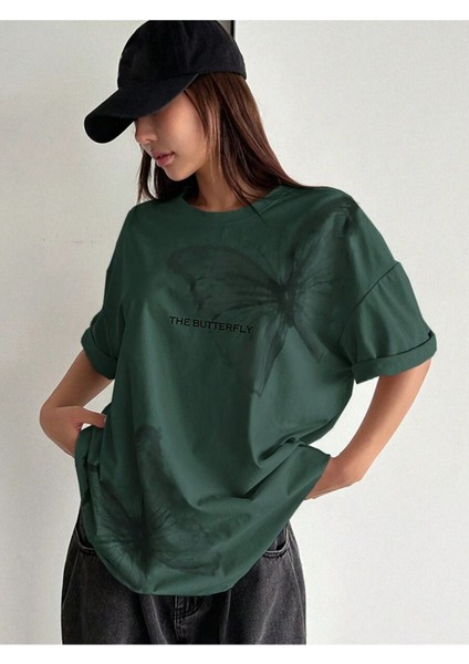 Büyük Beden Unisex The Butterfly Baskılı Oversize %100 Pamuk T-Shirt fırsatları
