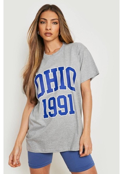 Gri Ohio 1991 Baskılı Oversize T-Shirt fiyatları