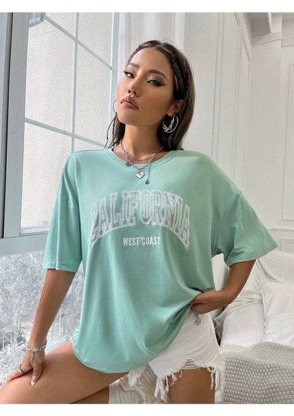 Büyük Beden Özel Tasarım California West Coast Baskılı 2023 Yaz Sezonu Oversize T-Shirt fırsatları