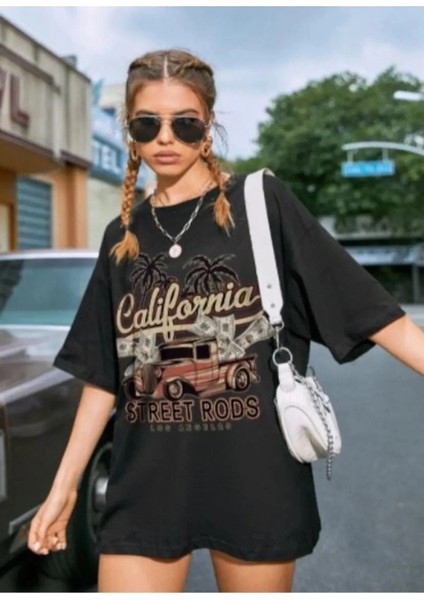 California Street Rods Baskılı Overisze Unisex T-Shirt