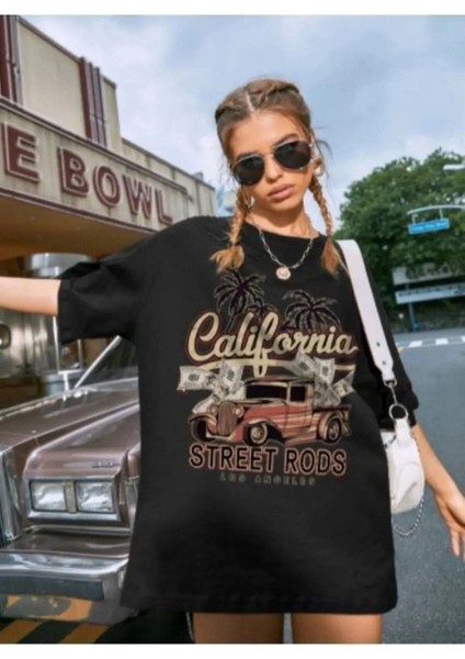 California Street Rods Baskılı Overisze Unisex T-Shirt fırsatları
