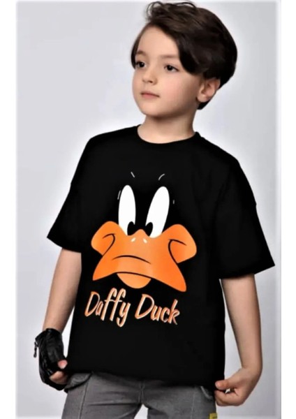 Kids Duffy Duck Yüz Basklı Oversize Çocuk T-Shirt