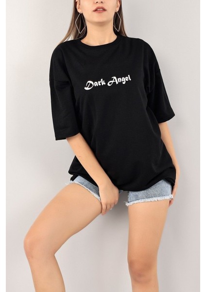 Kadın Dark Angel Baskılı Oversize T-Shirt fiyatları