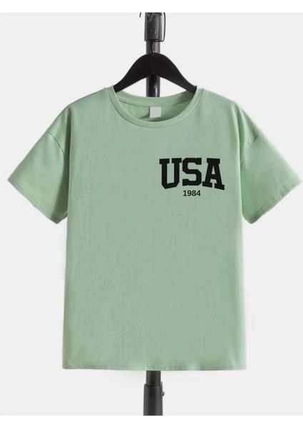 Kids Küçük Usa 1984 Baskılı Pamuklu Oversize Çocuk T-Shirt