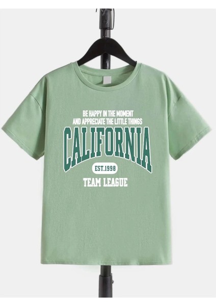 Be Happy California Baskılı Oversize Unisex T-Shirt
