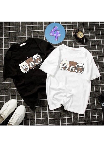 Kids 2 Li Siyah ve Beyaz Baskılı Oversize Unisex Pamuk Çocuk T-Shirt