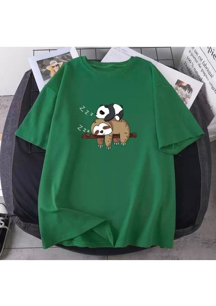 Kadın Panda Koala Baskılı Oversize T-Shirt