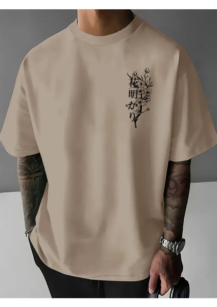 Unisex Japonca Yazı Baskılı Oversize T-Shirt fiyatları