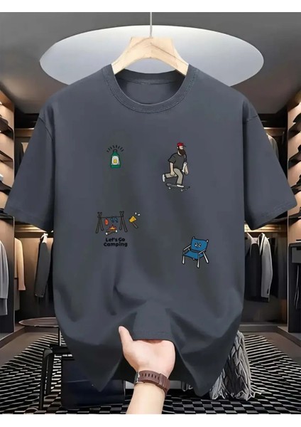 Unisex Büyük Beden Minimal Baskılı Oversize %100 Pamuk T-Shirt