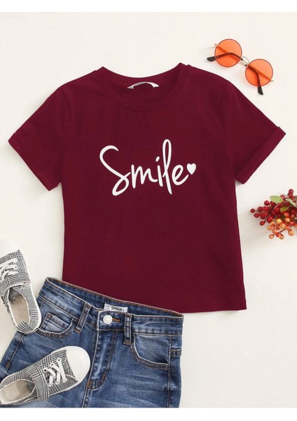 Kids Smile Baskılı Unisex Çocuk T-Shirt - Kız Erkek Çocuk T-Shirt