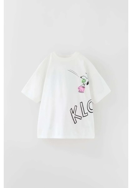 Renkli Klop! Snoopy Baskılı Oversize Çocuk T-Shirt fiyatları