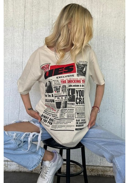 Lies Exclusive Ön ve Arka Baskılı Oversize T-Shirt fiyatları