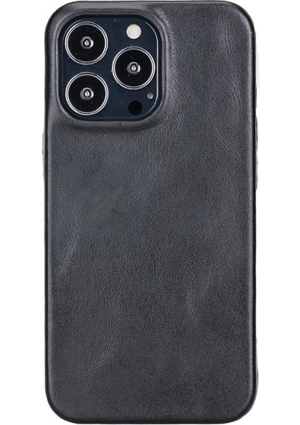 Mulvxurg URG02 Apple Iphone 13 Pro Uyumlu Deri Arka Kapak Rock Rst1 Siyah (Mulvix)