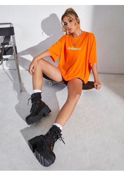 Turuncu Baby Girl Baskılı Oversize T-Shirt fiyatları