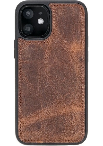 Mulvxurg URG02 Apple Iphone 12 Mini Uyumlu Deri Arka Kapak G2 Kahve (Mulvix)