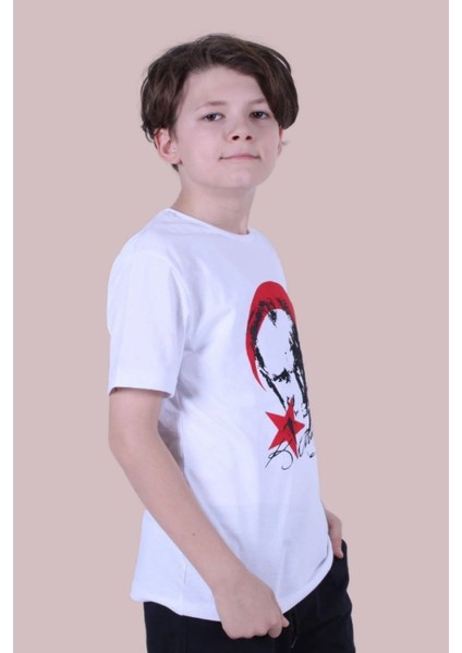 Kids Atatürk ve Türk Bayrağı Baskılı Çocuk T-Shirt fırsatları