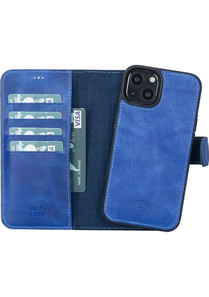 Mulvxurg URG02 Apple Iphone 13 Pro Max Uyumlu Deri Cüzdanlı Kılıf Okyanus Mavi (Mulvix)