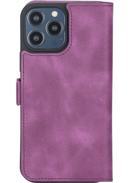 Mulvxurg URG02 Apple Iphone 13 Pro Max Uyumlu Deri Cüzdanlı Kılıf Rustik Mor (Mulvix) modelleri