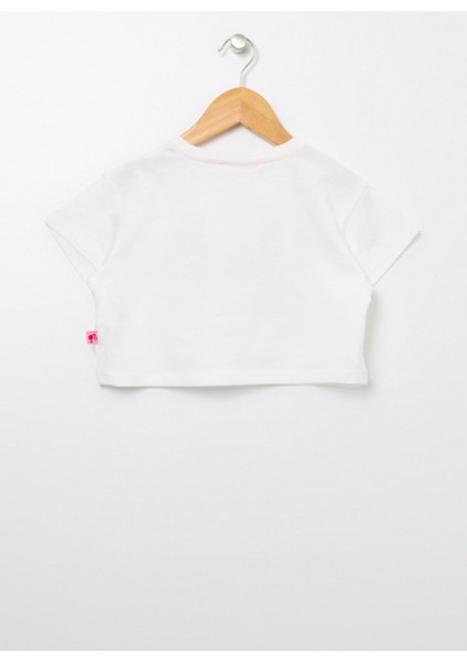 Bisiklet Yaka Crop Kesim Baskılıekru Kız Çocuk T-Shirt - 22BS-81 fiyatları