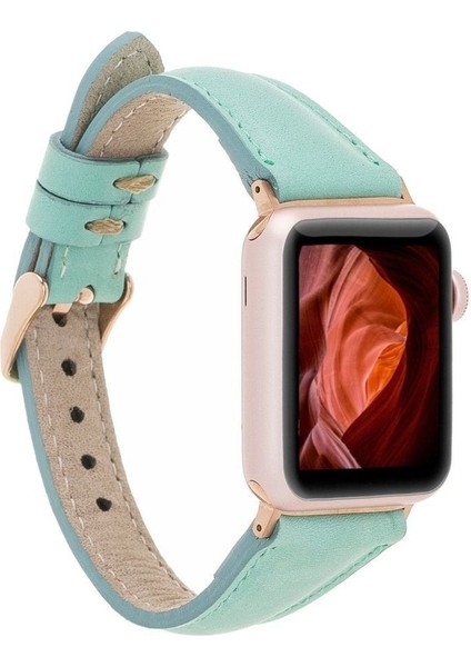 Mulvxurg URG02 Apple Watch Uyumlu Deri Kordon 42-44-45MM Slim Brn7 (Mulvix)