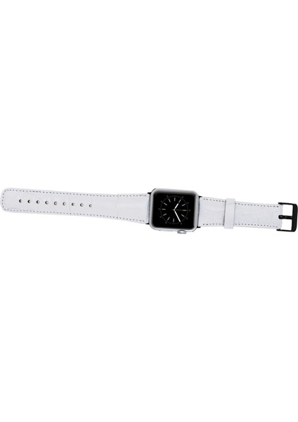 Mulvxurg URG02 Apple Watch Uyumlu Deri Kordon 42-44-45MM F3 Beyaz (Mulvix) modelleri