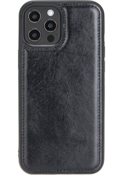 Mulvxurg URG02 Apple Iphone 12 Pro Max Uyumlu Deri Arka Kapak Rst1 Siyah (Mulvix)