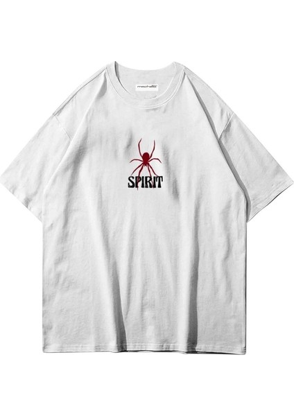 Spirit Örümcek Ön Arka Baskılı Pamuk Oversize Bisiklet Yaka T-Shirt fiyatları