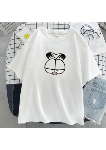 Kadın Tshirt Garfield Baskılı Oversize T-Shirt