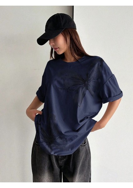 Büyük Beden Unisex The Butterfly Baskılı Oversize %100 Pamuk T-Shirt modelleri