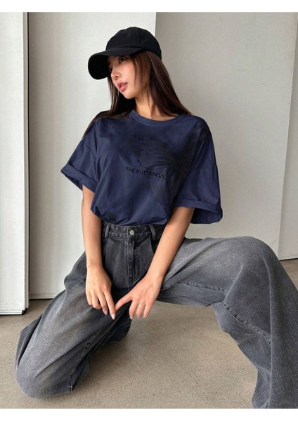 Büyük Beden Unisex The Butterfly Baskılı Oversize %100 Pamuk T-Shirt fırsatları