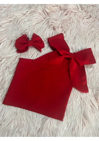 Kız Çocuk Fiyonk Detaylı Tek Omuz Crop Bluz fiyatları